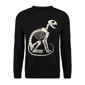 Skelett Katze - Unisex Pullover - Schwarz - Vorne - Alina (178cm) & Michal (187cm)