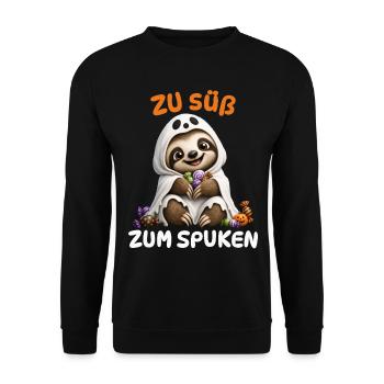 Zu Süß Zum Spuken – Faultier Geist Kinder - Unisex Pullover - Schwarz - Vorne - Alina (178cm) & Michal (187cm)