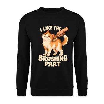 Der Bürstenteil gefällt mir - Unisex Pullover - Schwarz - Vorne - Alina (178cm) & Michal (187cm)