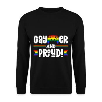 Gaymer et fier! Rainbow LGBTQ + Gay Lesbienne - Sweat-shirt Unisexe - noir - Devant - Alina (178cm) & Michal (187cm)