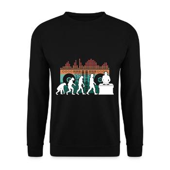 Evolution de l’homme DJ Techno Vinyle Rétro Vintage - Sweat-shirt Unisexe - noir - Devant - Alina (178cm) & Michal (187cm)