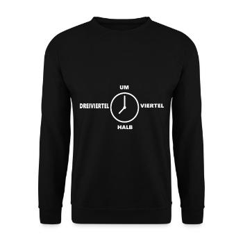 viertel halb dreiviertel um - Unisex Pullover - Schwarz - Vorne - Alina (178cm) & Michal (187cm)