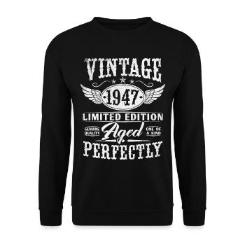 Vintage 1947 Vintage Born Cadeau d’anniversaire - Sweat-shirt Unisexe - noir - Devant - Alina (178cm) & Michal (187cm)