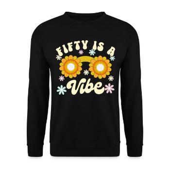 Né En 1974 50 Ans Anniversaire Femme Retro Groovy - Sweat-shirt Unisexe - noir - Devant - Alina (178cm) & Michal (187cm)