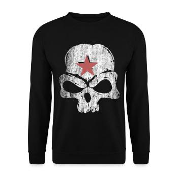 Schädel Totenkopf Stern - Unisex Pullover - Schwarz - Vorne - Alina (178cm) & Michal (187cm)
