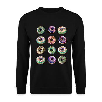 Donuts zwölf bunte bunt - Unisex Pullover - Schwarz - Vorne - Alina (178cm) & Michal (187cm)