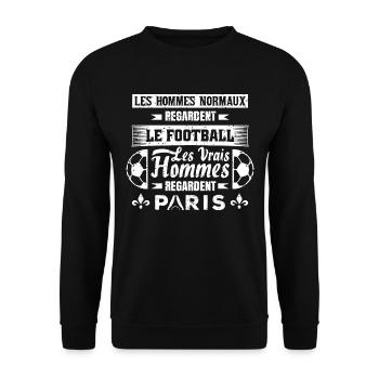 les vrais hommes regardent paris fans club de foot - Sweat-shirt Unisexe - noir - Devant - Alina (178cm) & Michal (187cm)