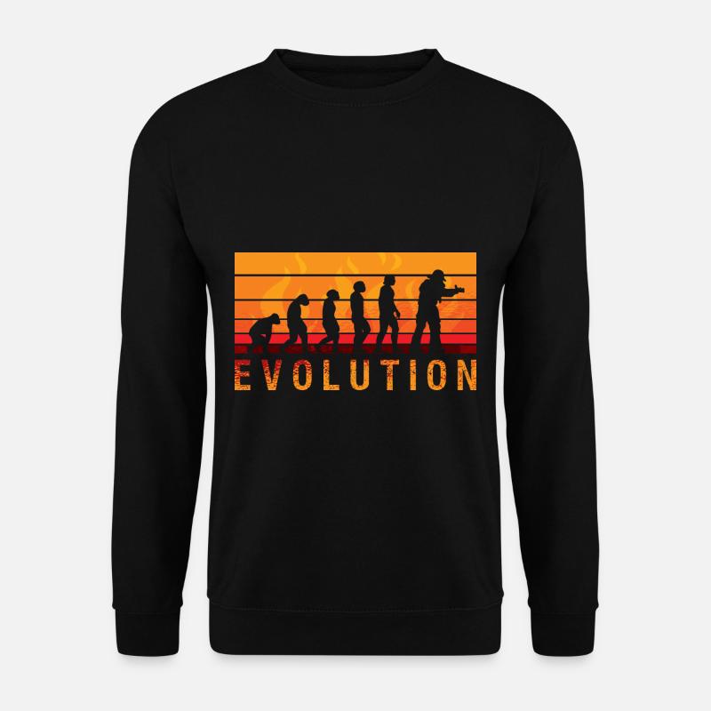 Evolution Firefighter Retro Firefighter Profession - Unisex Sweatshirt - black