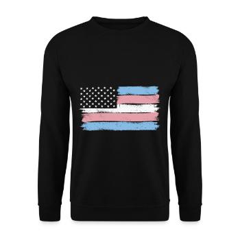 Transgender Pride USA LGBT Trans Drapeau - Sweat-shirt Unisexe - noir - Devant - Alina (178cm) & Michal (187cm)