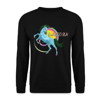 Licorne bleue, légendaire animal mythique - Sweat-shirt Unisexe - noir - Devant - Alina (178cm) & Michal (187cm)