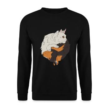 Chien chat Ying Yang - Sweat-shirt Unisexe - noir - Devant - Alina (178cm) & Michal (187cm)