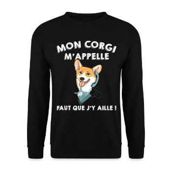 Mon Chien corgi m'appelle Cadeau Humour - Sweat-shirt Unisexe - noir - Devant - Alina (178cm) & Michal (187cm)