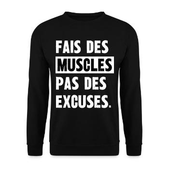 fais des muscles pas des excuses - Sweat-shirt Unisexe - noir - Devant - Alina (178cm) & Michal (187cm)