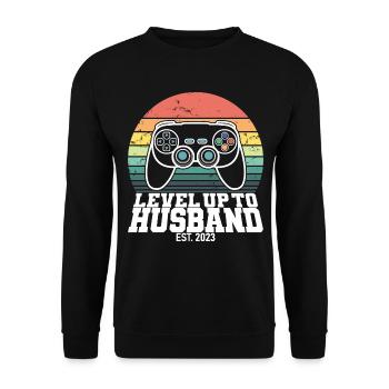 Level Up To Husband Est. 2023 Gaming Gamer - Sweat-shirt Unisexe - noir - Devant - Alina (178cm) & Michal (187cm)