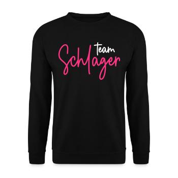 Team Schlager - Schlagerparty - Schlagermusik - Unisex Pullover - Schwarz - Vorne - Alina (178cm) & Michal (187cm)