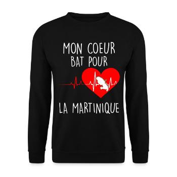 Mon Coeur bat pour la Martinique - Sweat-shirt Unisexe - noir - Devant - Alina (178cm) & Michal (187cm)
