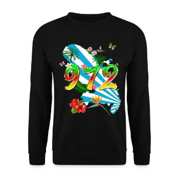 Martinique 972 Fleurs Tropicales - Sweat-shirt Unisexe - noir - Devant - Alina (178cm) & Michal (187cm)