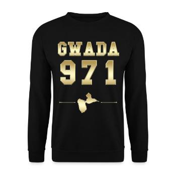 Gwada 971 Gold and Luxury Gift Guadeloupe - Unisex Sweatshirt - black - Front - Alina (178cm) & Michal (187cm)