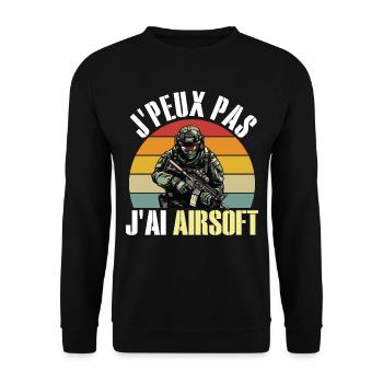 Je Peux Pas J'Ai Airsoft Humour Airsofteur - Sweat-shirt Unisexe - noir - Devant - Alina (178cm) & Michal (187cm)