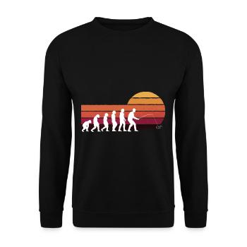 Fishing Evolution Dad Fisherman for Father's Day - Unisex Pullover - Schwarz - Vorne - Alina (178cm) & Michal (187cm)