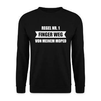 Regel 1 finger weg von meinem Moped - Unisex Pullover - Schwarz - Vorne - Alina (178cm) & Michal (187cm)