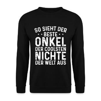 So sieht der beste Onkel aus Nichte Geschenk Spruc - Unisex Pullover - Schwarz - Vorne - Alina (178cm) & Michal (187cm)