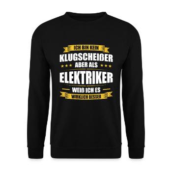 Kein Klugscheißer Elektriker weiß ich es besser - Unisex Pullover - Schwarz - Vorne - Alina (178cm) & Michal (187cm)
