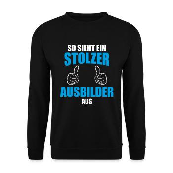 So sieht ein stolzer Ausbilder aus - Unisex Pullover - Schwarz - Vorne - Alina (178cm) & Michal (187cm)