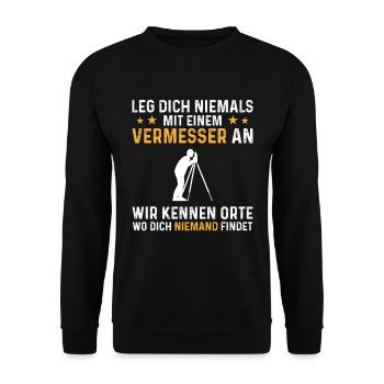 Vermesser Orte Niemand Vermessungstechniker Landve - Unisex Pullover - Schwarz - Vorne - Alina (178cm) & Michal (187cm)