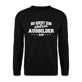 So sieht ein stolzer Ausbilder aus - Unisex Pullover - Schwarz - Vorne - Alina (178cm) & Michal (187cm)