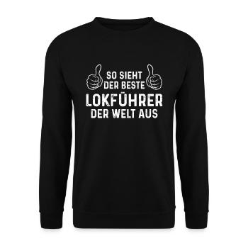 So sieht der Beste Lokführer der Welt aus Zugführe - Unisex Pullover - Schwarz - Vorne - Alina (178cm) & Michal (187cm)