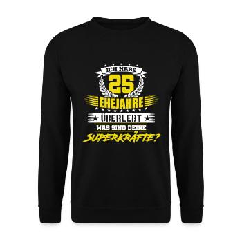 25 Ehejahre Ehe Ehejahre Verheiratet Heirat Eheman - Unisex Pullover - Schwarz - Vorne - Alina (178cm) & Michal (187cm)