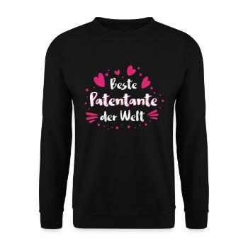 Beste Patentante der Welt werden Patenkind Geschen - Unisex Pullover - Schwarz - Vorne - Alina (178cm) & Michal (187cm)