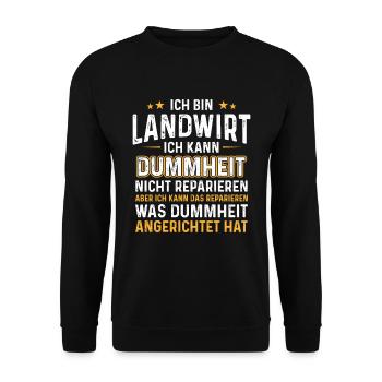 Ich bin Landwirt kann Dummheit Bauer - Unisex Pullover - Schwarz - Vorne - Alina (178cm) & Michal (187cm)