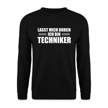 Lasst mich durch ich bin Techniker - Unisex Pullover - Schwarz - Vorne - Alina (178cm) & Michal (187cm)
