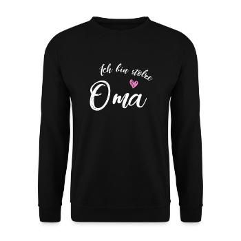 Stolze Oma 2021 Loading Baby Überraschung Herz - Unisex Pullover - Schwarz - Vorne - Alina (178cm) & Michal (187cm)