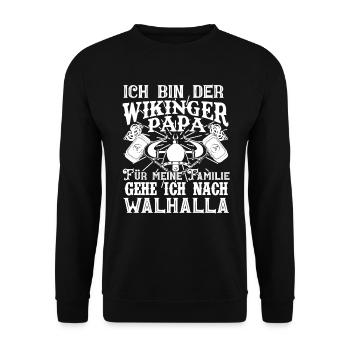 Wikinger Papa Vater Vatertag Familie Walhalla - Unisex Pullover - Schwarz - Vorne - Alina (178cm) & Michal (187cm)