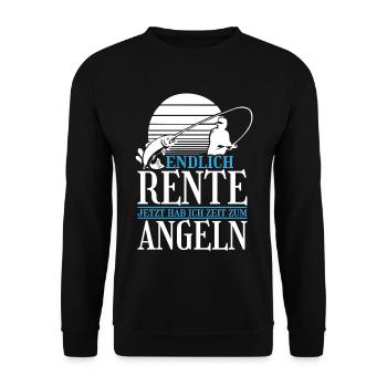 Endlich Rente Angeln fischen Ruhestand Pension - Unisex Pullover - Schwarz - Vorne - Alina (178cm) & Michal (187cm)