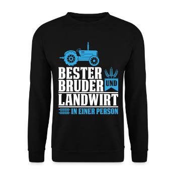 Bester Bruder und Landwirt der Welt Bauer Vatertag - Unisex Pullover - Schwarz - Vorne - Alina (178cm) & Michal (187cm)