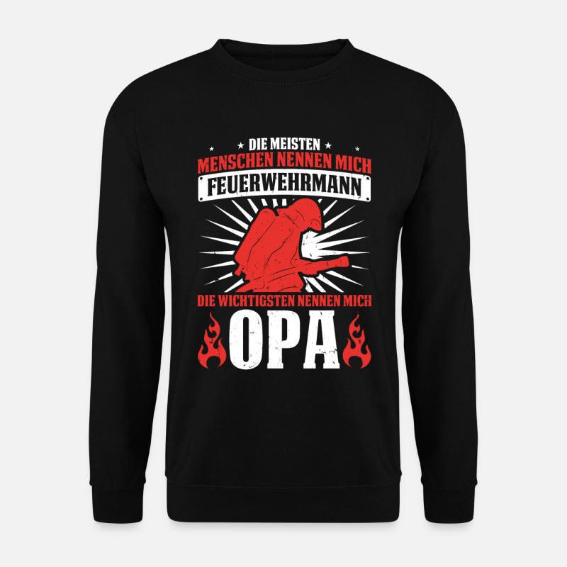 Feuerwehrmann Opa Feuerwehr Großvater Vatertag - Unisex Pullover - Schwarz