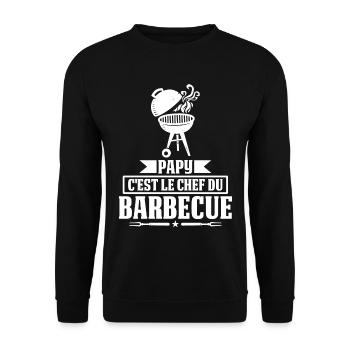 Papy c'est le chef du Barbecue BBQ Fête Des Pères - Unisex Pullover - Schwarz - Vorne - Alina (178cm) & Michal (187cm)