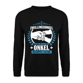 Onkel von Zwillingen Zwillingsonkel Bester der - Unisex Pullover - Schwarz - Vorne - Alina (178cm) & Michal (187cm)