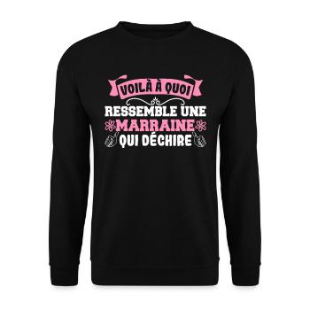 Voilà à quoi ressemble une Marraine qui déchire - Unisex Pullover - Schwarz - Vorne - Alina (178cm) & Michal (187cm)