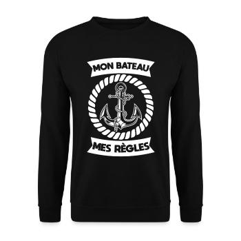 Capitaine mon bateau mes règles Bâteaux Moteur - Unisex Pullover - Schwarz - Vorne - Alina (178cm) & Michal (187cm)