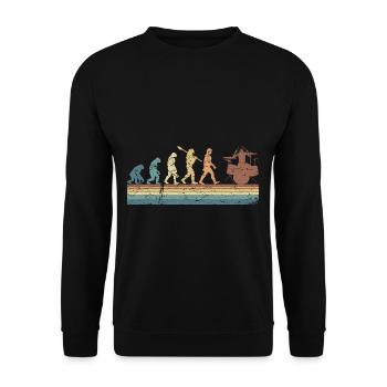 Evolution of man Drums Band Retro Vintage Drummer - Unisex Pullover - Schwarz - Vorne - Alina (178cm) & Michal (187cm)