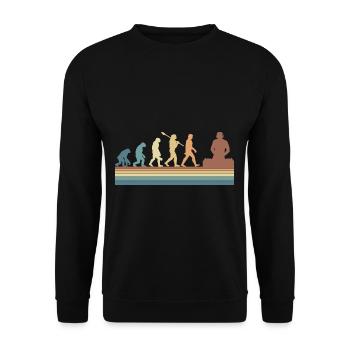 Evolution de l’homme DJ Techno Vinyl Retro Vintage - Sweat-shirt Unisexe - noir - Devant - Alina (178cm) & Michal (187cm)