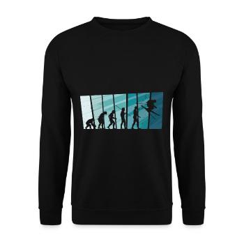 Skiing Evolution Vintag Winter Sport Ski - Unisex Pullover - Schwarz - Vorne - Alina (178cm) & Michal (187cm)