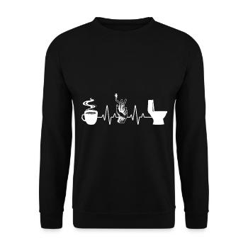 Kaffee Zigarette Toilette Humor Raucher - Unisex Pullover - Schwarz - Vorne - Alina (178cm) & Michal (187cm)