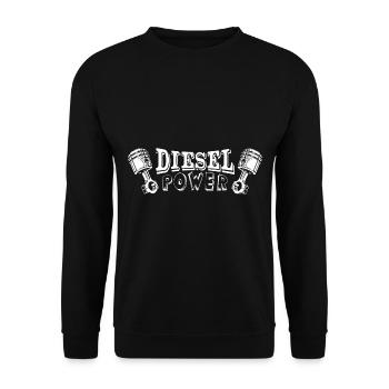 DIESEL POWER mit Kolben - Unisex Pullover - Schwarz - Vorne - Alina (178cm) & Michal (187cm)