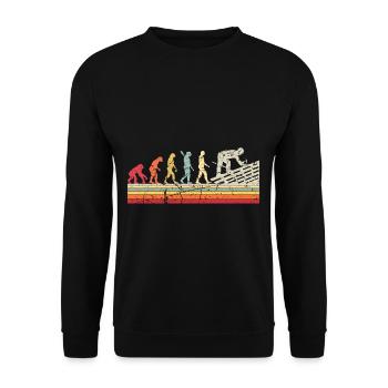 Roofer Human Evolution Retro Vintage Construction - Unisex Sweatshirt - black - Front - Alina (178cm) & Michal (187cm)